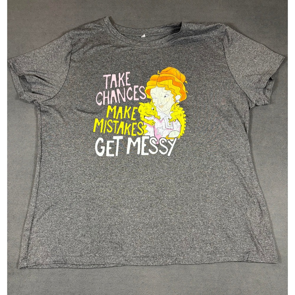 Magic School Bus T Shirt Womens XXL Gray Ms Frizzle Graphic Tee